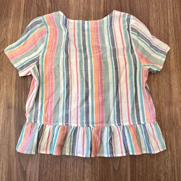 THML Lightweight V Neck Striped Womens Pullover Boho Lagenlook‎ Top Size XS - Picture 2 of 7